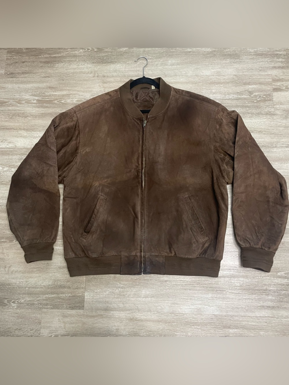 Vtg Roundtree & Yorke Mens Brown Suede Leather Bomber Jacket Quilted Interior XL